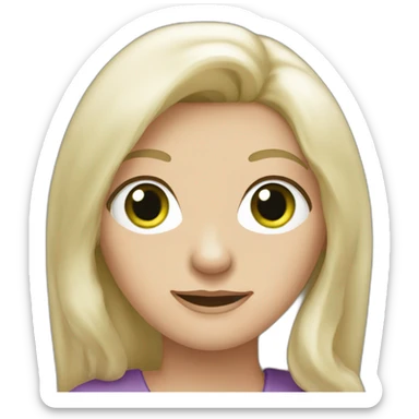 a 28 old women, white skin, long blond hair, green eyes sticker