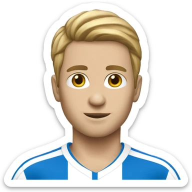 caucasic soccer player with a white & blue stripes t-shirt sticker