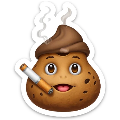 a poo emoji smoking a cigarette sticker