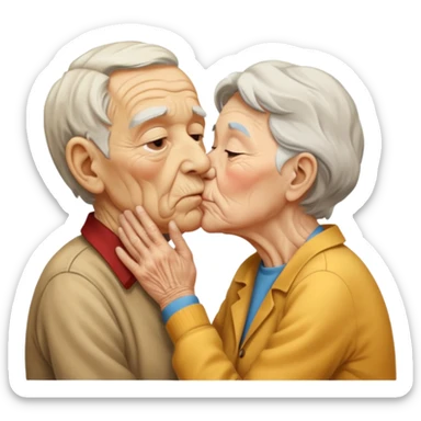 Crea un viejito besando a un joven sticker