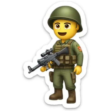 soldado combatiendo enfadado con fusil ak sticker