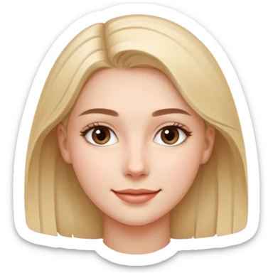 A realistic portrait of a young woman with soft facial features, clear skin, natural makeup, gentle eyes, symmetrical face, subtle smile, smooth lighting, high detail, photorealistic, 85mm len
 sticker