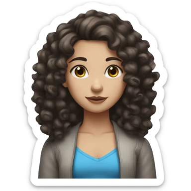 A girl with Brown hair and Blue eyes with a black heatless curls band in her hair sticker