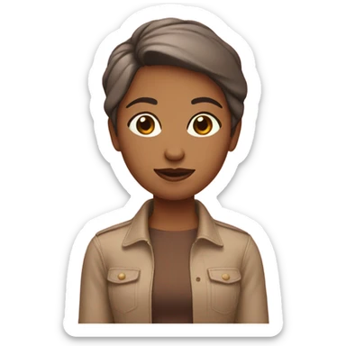 a girl with brown shoulders short hair and who wear something pink  sticker