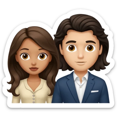 a pretty tan bratz girl with long brown hair and white bratz man with short wavy black hair sticker