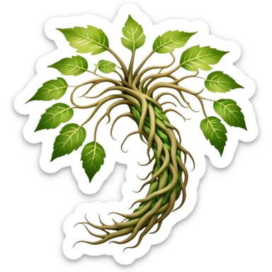 A slender root creature with skin patterned like dappled sunlight through leaves, possessing elongated arms that split into multiple vine-like appendages capable of rapid growth and contraction.

 sticker