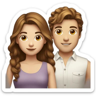 Two girls with brown hair and 2 guys with white skin sticker