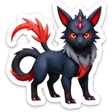 Handsome cool badass edgy Absol-Litten-Umbreon-Giratina-Yveltal-Pokémon-Fakémon-fusion-hybrid-creature, full body sticker