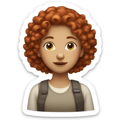 Russian brown-eyed curly-haired girl with red hair sticker