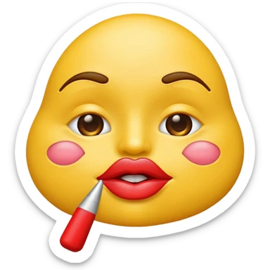 Kiss lips classic yellow emoji with pointer finger pointing to lips sticker