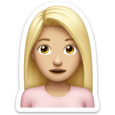 blonde woman crying tears of sadness. light pink shirt sticker