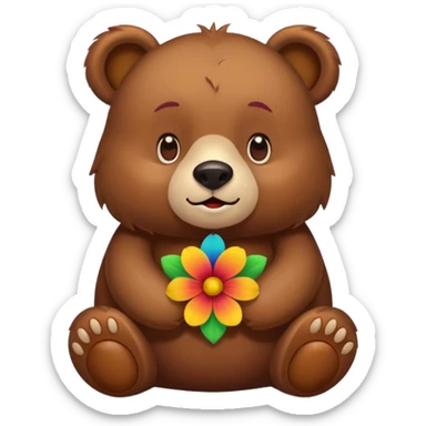 Bear and flowers sticker