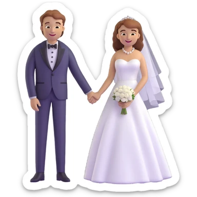 wedding couple with white man with brown hair and white woman with light ginger hair sticker