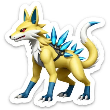 Shiny Cool Futuristic Smooth Zeraora-Lombax-Sergal-Zangoose-Protogen-grem2-Wickerbeast-Pokémon, full body sticker