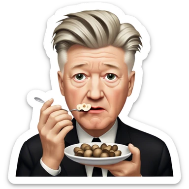 David Lynch eating mushrooms sticker