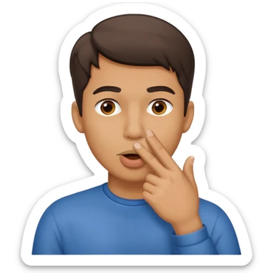 man showing shh to be quiet covering his mouth with finger sticker