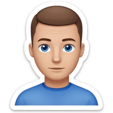 A guy with a buzzcut and blue eyes and brown hair  sticker