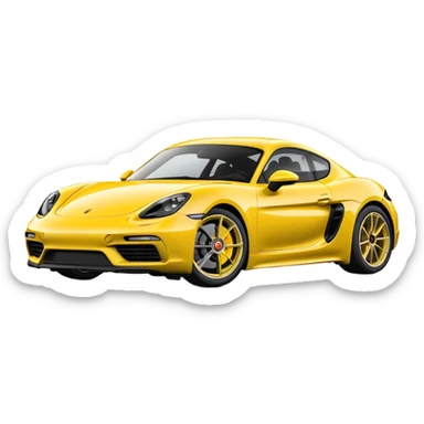 Chalk colored 2024 Porsche 718 Cayman GTS 4.0 with yellow ceramic brakes sticker