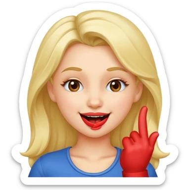 Girl with a finger on her teeth winking make it flirty and keep her hair open sticker