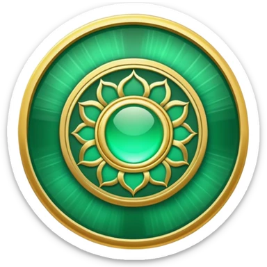 A soft emerald green book with golden details, featuring a Zen circle, a ray of light, or a lotus on the cover, radiating presence, tranquility, and spiritual awakening sticker