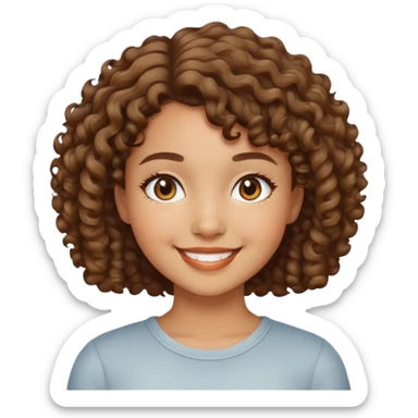 Girl showing happiness, medium skin tone, short curly hair sticker