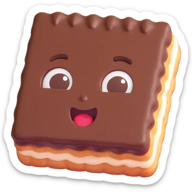 Rectangular chocolate mini pastry, slightly tilted, squished chocolate, crazy wide eyes, open mouth, text above: "ПАСТИЧКА", chibi style, Twitch emoji style, transparent background, colorful sticker