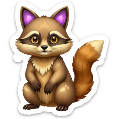 Neon exotic shiny sparkly colorful fantasy-Cacomistle-tanuki-oncilla-caracal-animal-hybrid (full body) sticker