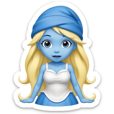blue skinned Smurfette sticker