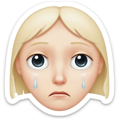 Sad face with tear sticker