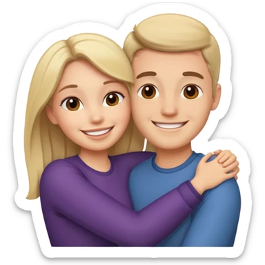 A happy boyfriend and girlfriend hug sticker
