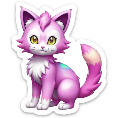 Shiny Colorful Liepard-Skitty-Delcatty-Pokémon-Fakémon-hybrid-creature (full body) sticker