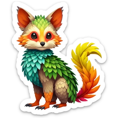 Tropical lush warm-colored Fakémon-Trico-creature (full body) sticker