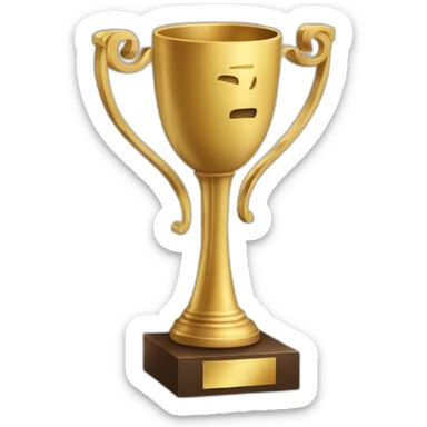 royal big empty Christian trophy for the winner with a cross on royal background  with number 2 sticker