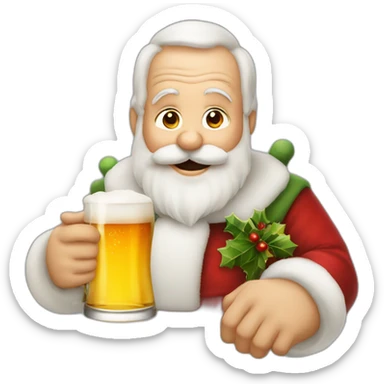 Père Noël qui offre un verre de bière à un enfant sticker