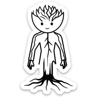 person grounded in nature with roots, strong and resilient sticker