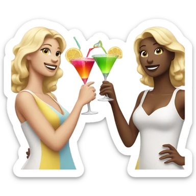 2 dancing blonde ladies with cocktails  sticker