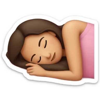 Brunette girl sleeping on pink pillow sticker