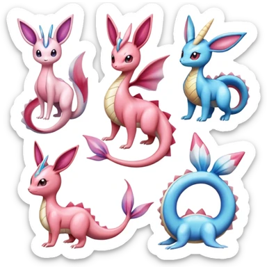Shiny Milotic-Sylveon-Espeon-Vaporeon-Dragonair-Pokémon full body sticker