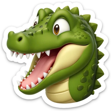 Cinematic Realistic Cute Yawning Crocodile Portrait Emoji, Head tilted slightly with a dramatic, wide-open yawn, showcasing a soft, textured olive-green hide with gently drooping jaws and half-closed, drowsy eyes rendered in exquisite natural detail, high shine, relaxed yet expressive, styled with a dash of primal charm, soft glowing outline, capturing the essence of a sleepy yet affectionate crocodile that appears ready to stretch out and drift into a deep, ancient slumber! sticker