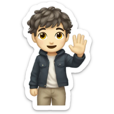 a chibi anime boy waving sticker