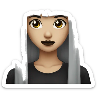 Goth girl long black hair with bangs Latina sticker