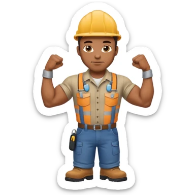 black construction worker flexing his muscles sticker