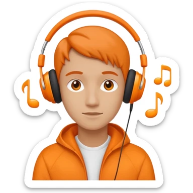 listen to music in orang earpods sticker