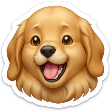 Cinematic Cute Yawning Golden Retriever Portrait Emoji, Head tilted slightly with a dramatic, wide-open yawn, revealing a silky golden coat with a subtle shimmer, floppy ears slightly drooping, round brown eyes barely open in drowsy contentment, Simplified yet irresistibly adorable features, highly detailed, glowing with a soft, cozy glow, high shine, relaxed yet expressive, stylized with a touch of whimsy, bright and endearing, soft glowing outline, capturing the essence of a sleepy yet affectionate companion, so drowsy it feels like it could stretch out of the screen and curl up for a nap! sticker