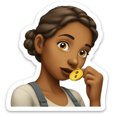 Brown girl smelling a key sticker