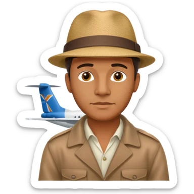 homme créole réunionnais avec chapeau arrive avion a gillot sticker