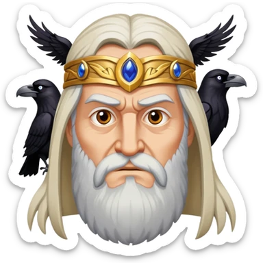 Norse god Odin with one eye and ravens sticker