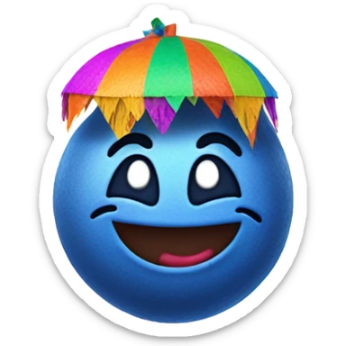 Blue berry with a happy face dress as a piñata  sticker