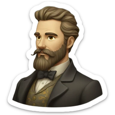 handsom bearded man art nouveau sticker