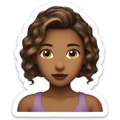 Girl with caramel balayage and dark eyebrowns and ayes sticker